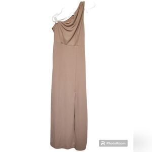 Birdy Grey Mauve Bridesmaid Dress Size M One Shoulder Long Gown